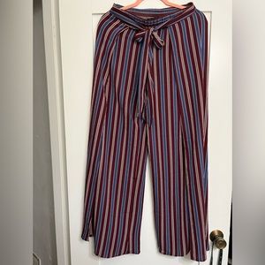 Ambiance apparel striped tie pants with long slits - Large